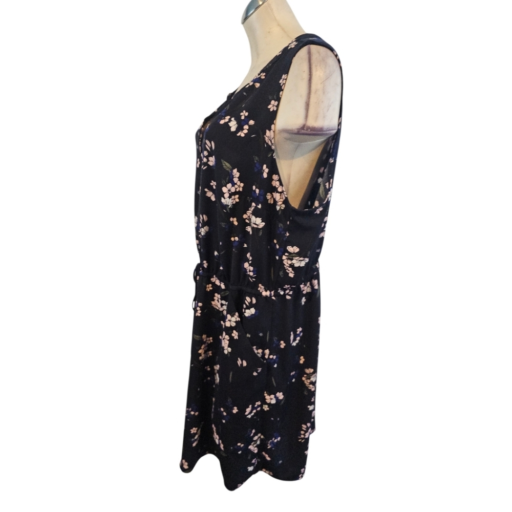 41 Hawthorne Size 2X Floral Dress Blue Claira Tie Waist - Picture 3 of 9